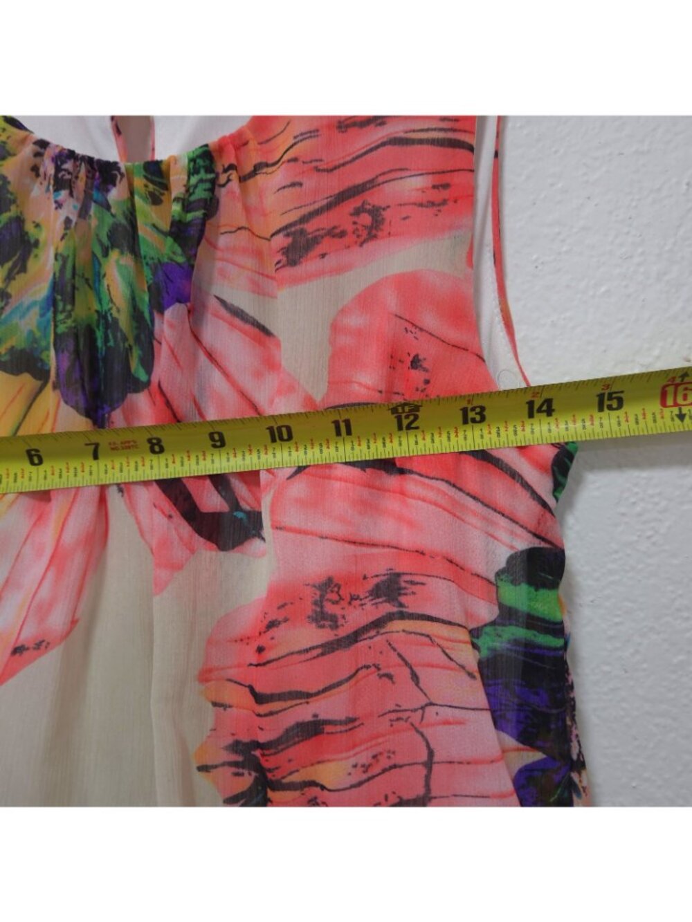 R&M Richards Women Beige Colorful Floral Maxi Elastic Waistband Dress Size 6 - Picture 13 of 15